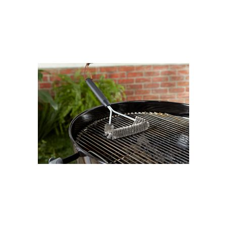 Grill brush, Three sided, 30 cm, stainless steel bristles - image 1