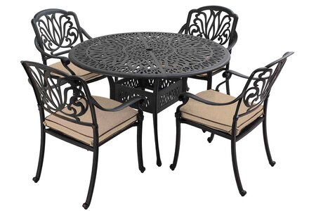 Amalfi 4 Seat Round Dining Set with Parasol & Base - image 5