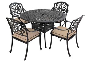 Amalfi 4 Seat Round Dining Set with Parasol & Base - image 5