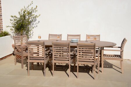 Dining Set Sussex Double Extend Dining Table with 8 Stacking Dining Armchairs - image 1