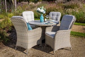 Eton 4 Seat Round Dining Set with Parasol and Base - image 2