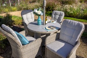 Eton 4 Seat Round Dining Set with Parasol and Base - image 3