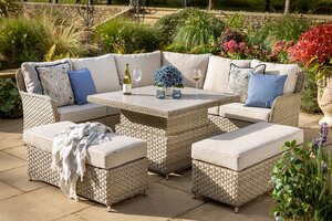 Eton Grand Square Casual Corner Dining Set with Adjustable Table