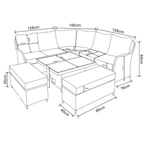 Eton Grand Square Casual Corner Dining Set with Adjustable Table - image 5
