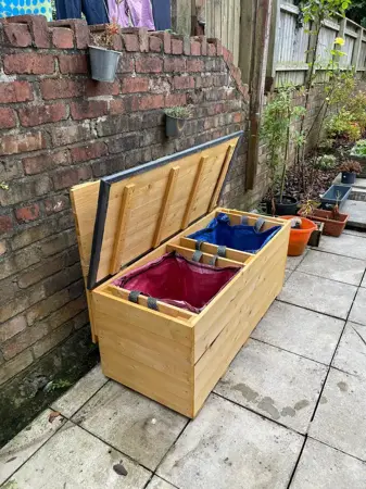 Recycling Storage Two Bag Bench with Back and EDPM Lid - image 2