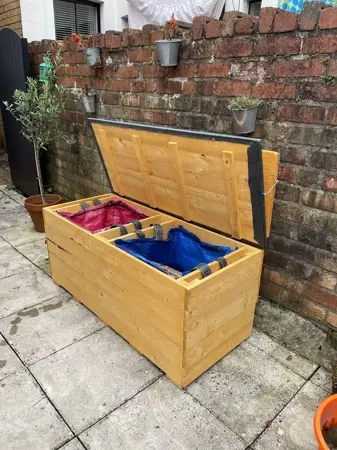 Recycling Storage Two Bag Bench with Back and EDPM Lid - image 3