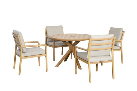 Sahara 4 Seat Round Dining Set with Parasol & Base - image 5
