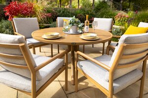 Sahara 6 Seat Round Dining Set with Parasol & Base - image 3