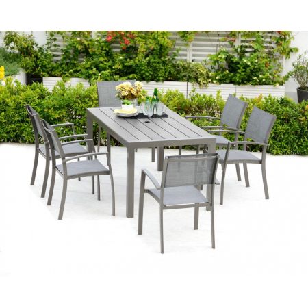 Solana Table Rectangle and 6 Dark Chair Dining Set