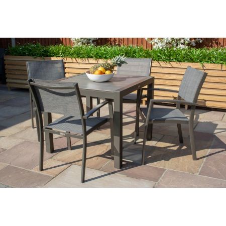 Solana Table Square and 4 Dark Chair Dining Set